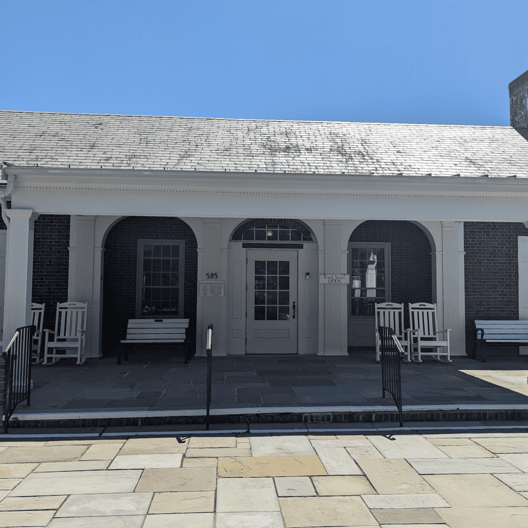 front of library patio portico