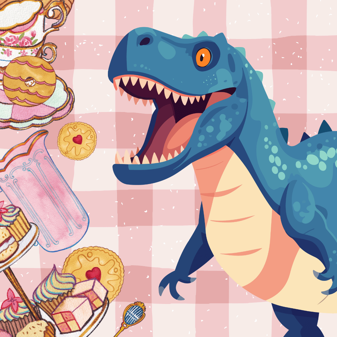 t rex tea party sq